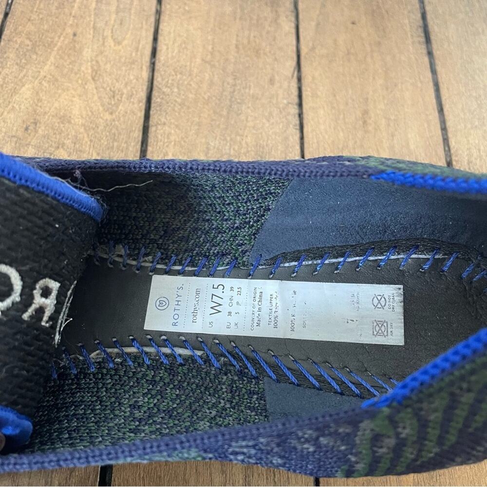 Rothy’s Rare Limited Edition Forest Tartan Plaid Loafers 7.5 Blue and Green - Picture 8 of 9